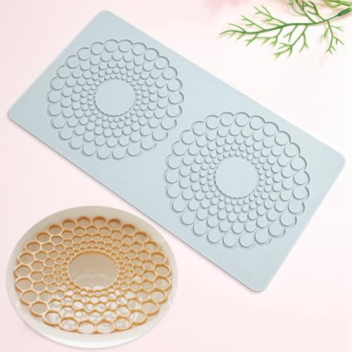 TUKE Moule à gâteau 3D en silicone pour fondant - Tapis en dentelle - Texture gaufrée - Moule en silicone pour fondant au chocolat - Pochoir à bordure - Décoration de gâteau (D _ rond circulaire)