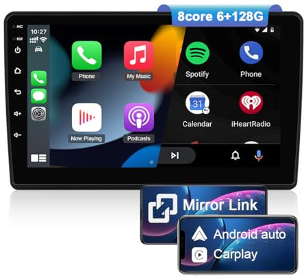 NIKOCENT 9‘’ Radio de Coche para Fiat Ducato (2006-2022), Navegación con CarPlay Android Auto Pantalla Táctil, Soporte Pantalla Dividida Bluetooth FM MirrorLink Cámara de Respaldo (Type 2, 6GB+128GB)