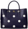 Ralph Lauren Lauren Marcy Umhängetasche, Vollnarbenleder, glatte Oberfläche, Marineblau, gepunktet, navy, Large