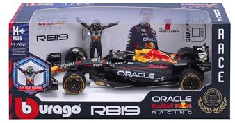 Bburago - Red Bull Racing RB19 MAX Verstappen #1 2023 - Maqueta Realista de Coche a Escala 1:24 y Figura de MAX Verstappen, Licencia Oficial Red Bull, Edad Recomendada 14+ años