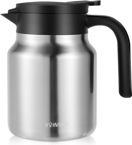 WYHVAND 34Oz Thermal Coffee Carafes For Keeping Hot/Cold, Stainless Steel Coffee Carafe, Dustproof Insulated Water Carafe for Party/Home,Silver