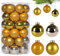 Anstore 36 Stück Weihnachtskugeln, Gold Weihnachtskugeln aus Glas, Christbaumkugeln ∅ 6cm, Christbaumschmuck Matt, Glänzend, Glitzernd, Weihnachtsdeko für Feiertage und Partydekoration