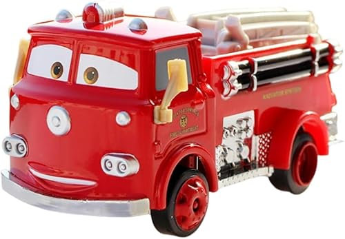 Lightning Cars Feuerwehrauto, Pixar Cars Feuerwehr, Cars Feuerwehr Spielzeug, Feuerwehr Auto Reibungskraft Spielzeug Auto mit Leiter, Spielzeugauto für Kinder ab 3 Jahren