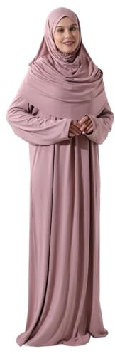 ihvan online Muslimische Gebetskleidung für Frauen, Islamisches Abaya mit Hijab, Einteiliges Langärmliges Muslimisches Kleid, Volle Abdeckung Während des Gebets, Islamische Geschenke, Rose