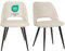 JIJIAN Esszimmerstühle 2er Set, Stühle Esszimmer, Küchenstühle, Wohnzimmer Essstühle mit Ausschnitt Rückenlehne Streifen Samt Stuhl, Gepolsterte Stühle für Esszimmer, Küche, Schlafzimmer, Beige
