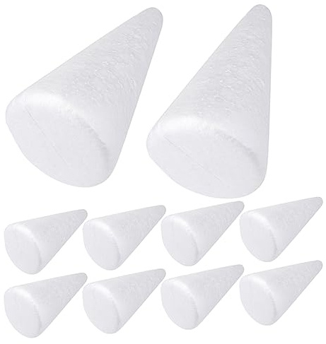 Operitacx 10 piezas Conos de Espuma Blancos Sólidos para Manualidades DIY Decoración Árbol Navidad