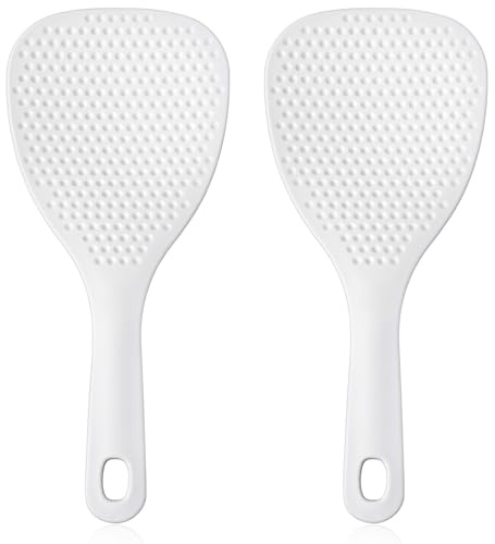 Mabor 2-Pack Rice Spoon, White Non-Stick Rice Paddle Scooper, 18.7cm Kitchen Cooking Utensil Set