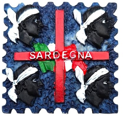 3D-Kühlschrankmagnet Vintage Region Sardinien italienische Flagge, Kühlschrankmagnet, Dekoration 4 Mori für Magnettafel, Haus und Küche, Büro