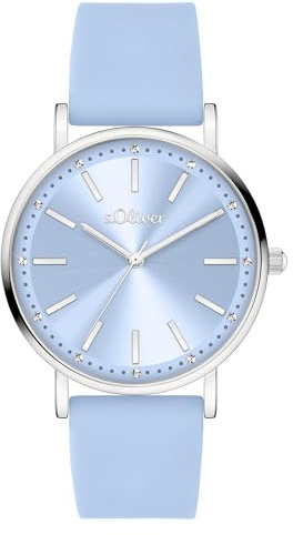 s.Oliver Damenuhr mit Silikonband - 36 mm -zeitlos und modern - Verschiedene Designs wie Blumenprint, funkelnden Steinen oder klassisch-schlicht