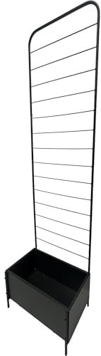 dobar® XL Metall-Pflanzkübel mit Rankgitter-Spalier – Pflanzkasten aus pulverbeschichtetem Stahl für Kletterpflanzen – platzsparend für Balkon, Terrasse & Garten – 50 x 30 x 180 cm – Schwarz