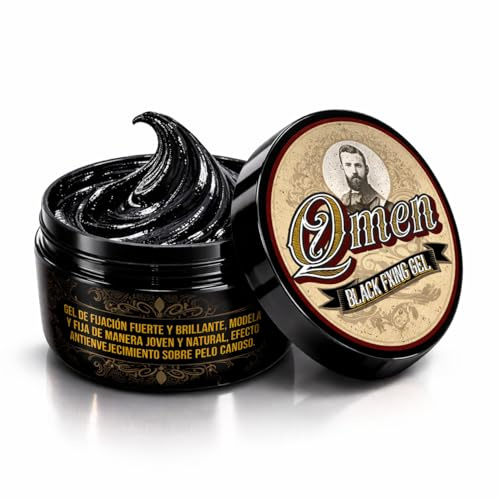 QMEN Gel Fijador Negro Cubre Canas para Hombre, Fijación Fuerte, 250 ml | Pigmento oscuro con acabado natural y efecto antienvejecimiento