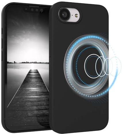 EAZY CASE Magnetische Silikon Hülle für iPhone 17e - MagSafe-kompatibel, Premium-Liquid-Silikon, Stoßfest, Kameraschutz, Mikrofaser-Innenfutter, Slim Cover Handyhülle Bumper - Schwarz