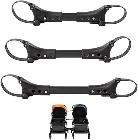Lot de 3 Connecteurs de Poussette, Convient à La Plupart des Poussettes | Transforme 2 Poussettes en Double, Aluminium Robuste, Verrouillage Sécurisé, Noir