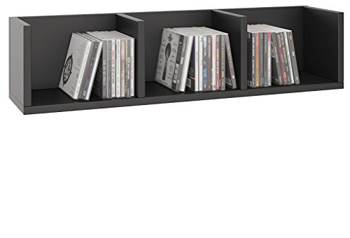 CARO-Möbel CD DVD Regal Stars Wandregal Hängeregal mit 3 Ablagefächern in schwarz, Dekorationsregal