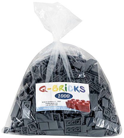 Q-Bricks Beutel 1000 Stck. Bausteine Fliesen (1x2,2x2,2x4) Staubgrau | | 100% kompatibel | Hergestellt in der EU