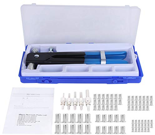 Tuerca Remachable 86pcs Pistola Remachadora con M3, M4, M5, M6, M8 Remachadora Remache Ciego Tuercas Remachadora de Tuercas Manual rto Roscado y Remache para Trabajos de Reparación