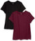Amazon Essentials Damen Active Quick Dry Tech Stretch Kurzarm-T-Shirt mit Rundhalsausschnitt (in Übergröße erhältlich), 2er-Pack, Burgunderrot Space-dye/Schwarz, S