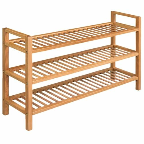 vidaXL Shoe Rack with 3 Shelves Solid Oak 100 x 27 x 59.5 cm