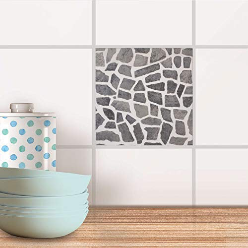 Klebefliesen für Bad und Küche I Fliesen-Sticker Aufkleber selbstklebend I Fliesen verschönern - Fliesendeko für Küchen- und Badfliesen I Design: Steinmosaik