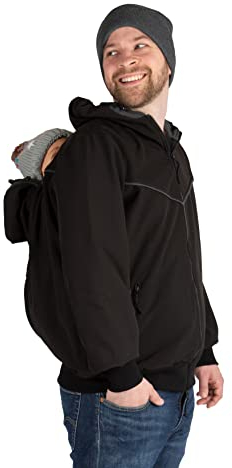Viva la Mama - Männerjacke zum Babytragen Vorn und Hinten, Allwetter, Softshell - Explorer Plus - schwarz - XL