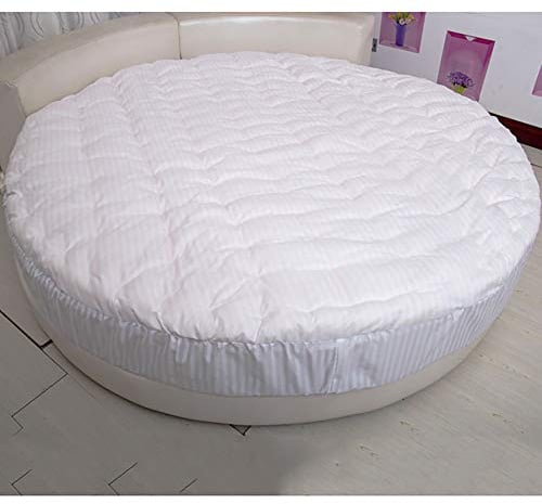 MSM Runde Verdicken Matratzen-Topper,Anti-Slip Gesteppte Matratzenschutz Für Rundes Bett,komfürt Kreis Betten Futons Weiß Durchmesser:240cm/94inch