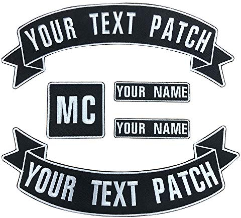 Benutzerdefinierte Weste Biker Patch, personalisierte Text Rocker Name Patch für Club, Motorrad, Taschen Jacken Kleidung (White on black)