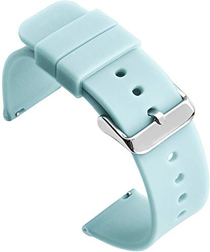 Shieranlee 18MM Silikon Uhrenarmband mit Edelstahl Silberne Schnalle für Fossil Q Huawei Fit, Michael Kors Runway, Ticwatch C2 Rose Gold; Withings/Nokia Activité Pop, Steel, Steel HR 36mm