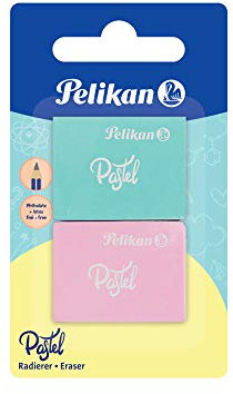 Pelikan 818100 Radierer Pastell, 2 Stück (sortiert, keine Farbauswahl möglich!)