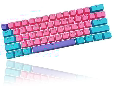 Owpkeenthy WHYSP 61 PBT-Tastenkappen für 60% Tastatur-Tastenkappen, Set mit Hintergrundbeleuchtung für Cherry MX und Gateron-Schalter, 60% mechanische Tastatur (Rose)