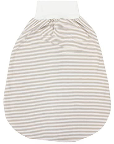 TupTam Baby Strampelsack mit breitem Bund – Unwattierter Schlafsack Baby aus Baumwolle für Frühling & Sommer, Farbe: Streifen Beige, Größe: 6-12 Monate