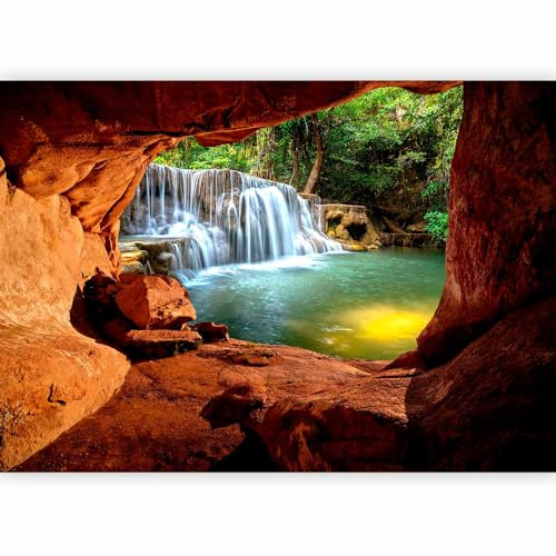 murando Fototapete selbstklebend Steine 245x175cm Foto Tapete Tapetenfolie Möbelfolie Wandverkleidung Wandtapete Motivtapeten Bildtapete Wohnzimmer 3d Effekt Modern Landschaft Natur Wasserfall
