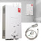ECUTEE Chauffe eau gaz 8L 16 kW Propane Chauffe eau instantané Gas Tankless Chaudiere avec pommeau de douche à effet pluie et tuyau de douche pour camping RV en plein air, Blanc