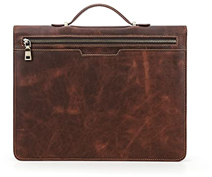 Hiram Handgemachtes italienisches Leder-Padfolio, echtes Leder A4 Business Portfolio Work Organizer Vintage Ledertasche für iPad 12.9 Multifunktions-Reißverschluss für Linkshänder