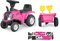 JAMARA 460357 Rutscher New Holland T7 Traktor – ab 12 Monate, Sitzhöhe 270 mm, Kippschutz, originalgetreue Optik, Anhänger mit Schaufel und Rechen, LED Licht, pink, Groß