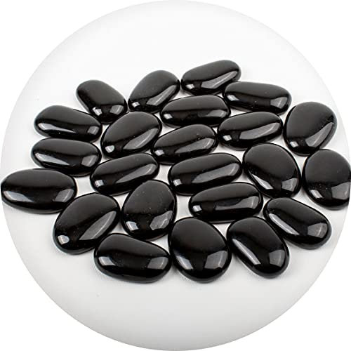 Specialist Aggregates ® - 50 Small Black, Flat Glass Pebbles/Nuggets/Stones. Perfect for Pebble Painting