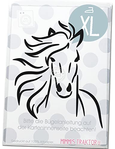 Bügelbild Gr. XL Pferd 13 cm x 16 cm FLEXFOLIE Aufbügler Applikationen Bügelsticker für Stoffe Textilien Kinder zum Aufbügeln Flicken, Farbe:schwarz