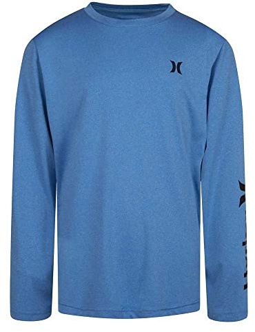Hurley boys Long Sleeve Rash Guard Shirt, Neptune Blue, Medium US
