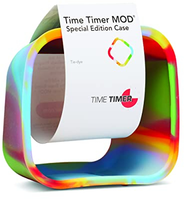 TIME TIMER Housse Amovible,Édition spéciale,Compatible Mod Visual Timer,l'apprentissage en Classe,l'horloge Bureau,l'outil d'étude à Domicile et Les réunions Bureau (Tie Dye) TTMC2-TYDY-W 9x5x9cm