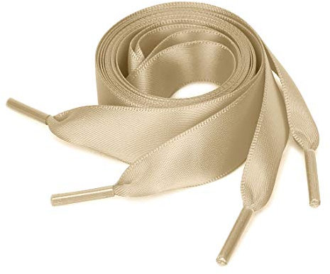 sourcing map 2 Paires Lacets Chaussures Satin Ruban Plat Chaussures Toile Femmes Kaki 60cm/23.6