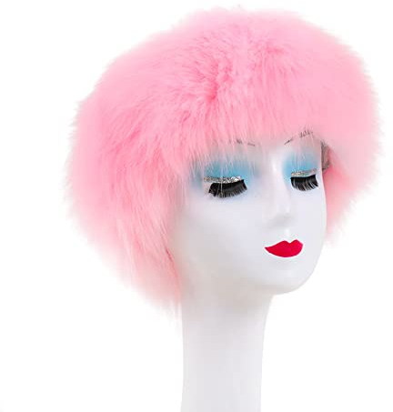 Damen Fellmütze,MoreChioce Faux Fuchs Pelz Warm Hut Winddichte Wintermütze Warm Weich Beanie Mütze Winter Hut Pelzmütze Damenmütze für Winterskifahren Campin,Hell-Pink