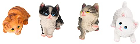 OUKENS 4 Stück Katze Gartenzwerg Ornament, süße Katzenpuppe Figuren Spielzeug für Auto Ornamente Kinder Geschenk Dekoration Basteln für Katzenliebhaber, Katzenliebhaber Geschenke