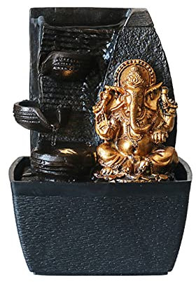 Lucky Fortune Elephant God Ganesha Desktop Waterfall Fountain Pacífica fluyendo agua Sound Office Decoraciones Humidificador Fuente de Escritorio (Size : 220V EU Plug)