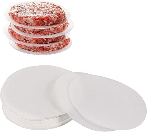 YQL 200pcs Non Stick Wax Discs Precut Burger Paper Sheets 14cm, 5.5 inches | Water-Proof & Oil-Proof, Hamburger Patty Papers, Parchment Paper Round for Burger Press Patty Separate Cake Baking Freezing