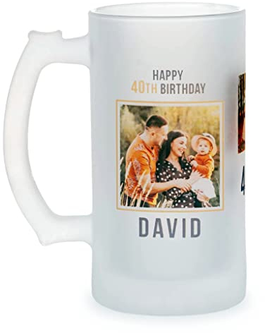 Wanapix | Boccale Birra Personalizzato con Foto y Testo | Vetro Opaco Personalizzato | 500 ml | Bicchieri da Birra Particolare | 100% personalizzabile