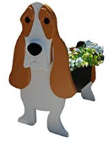 HTDZDX Dog Planter Pot, PVC Flowerpot Ornaments,Animal Shaped Cartoon Planters, Pet Puppy Dogs Flower Pot for Office Indoor Outdoor Gardening Decorations,Basset Hound,37 * 24 * 26cm