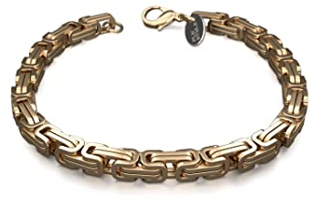 Fly Style Byzantiner Königskette Gold Edelstahl - Königsarmband Armband Herren 18 Karat vergoldete Kette - 6mm breit, 23cm lang