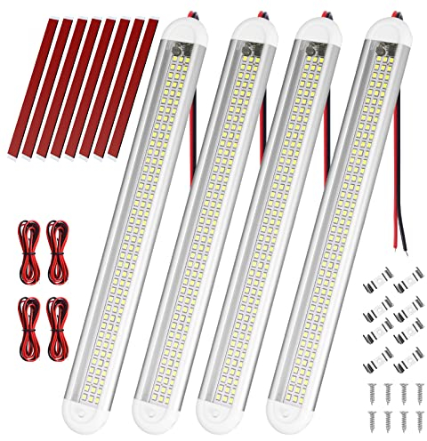 URAQT Barra luminosa LED, 4Pcs 120 LED Barra Luminosa per Interni, 12V-85V Barra Lampada Illuminazione Universale con Interruttore ON/OFF, per Auto, Camion, Camper, Furgone, Roulotte, Barca