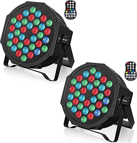 U`King 2 PCS RGB Bühnenlicht Akku, 36 LED Strahler Par Wiederaufladbare mit Fernbedienung und Timing, Akku Strahler Outdoor für Hochzeit DJ Disco Events Indoor Outdoor Tanzparty Kirche Live