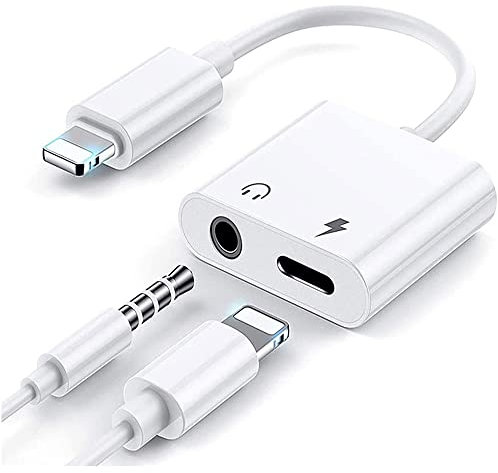 SER FLYMON Adaptateur Casque pour 2 en 1 vers Jack 3,5 mm Prise Casque Adaptateur câble AUX Câble de Charge Compatible avec X/8/7- (Paquet de 10)