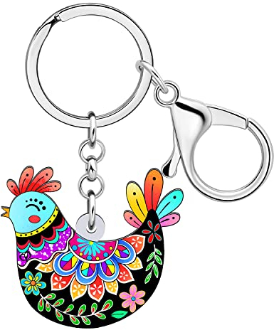 RAIDIN Acryl süße Huhn Henne Hahn Schlüsselanhänger für Damen Schlüsselringe Geschenke für Auto Handtasche Taschen Schlüssel Haustierliebhaber (Kieselstein)